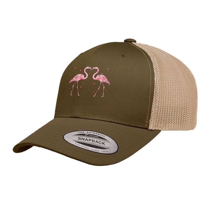 Exotic Birds Couples Gift Idea Valentines Day Love Flamingo Long Sleev Retro Trucker Cap by genze | Artistshot