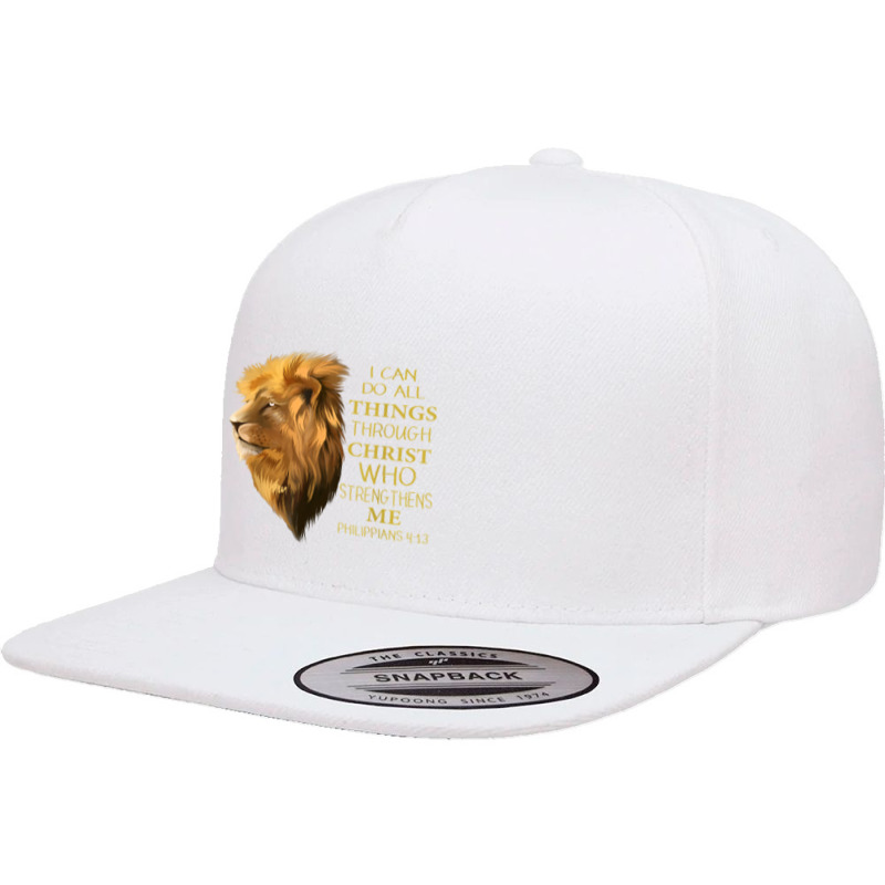 Philippians 413 Religious Lion Verses Funny Christian Gift Characters  5 panel snapback cap by Aria-Proctor | Artistshot