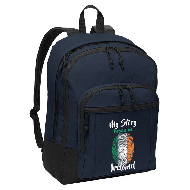 Irish Pride Fingerprint   My Story Started In Ireland Flag T Shirt Basic Backpack by puawhla | Artistshot