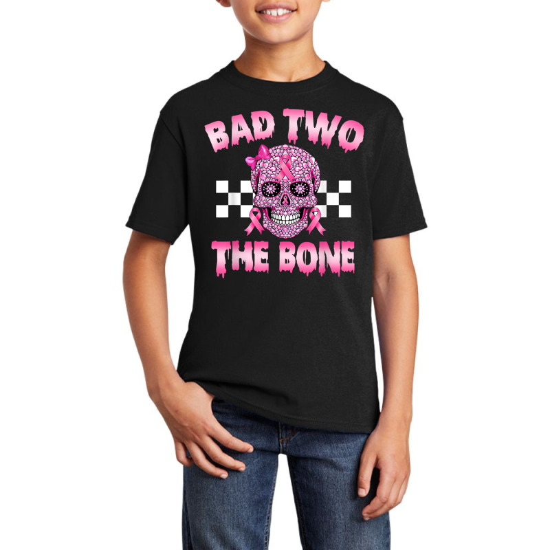 Bad Two The Bone Pink Skull Pink Ribbon Bad 2 The Basic Youth T-shirt by Sandy | Artistshot