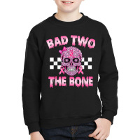 Bad Two The Bone Pink Skull Pink Ribbon Bad 2 The Youth Sweatshirt | Artistshot