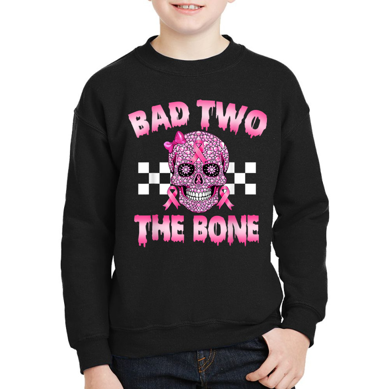 Bad Two The Bone Pink Skull Pink Ribbon Bad 2 The Youth Sweatshirt by Sandy | Artistshot