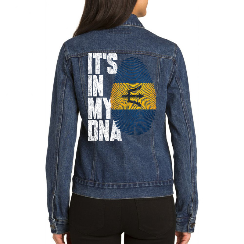 It's In My Dna Barbadian Proud Barbados Flag Ladies Denim Jacket by moteestyle | Artistshot