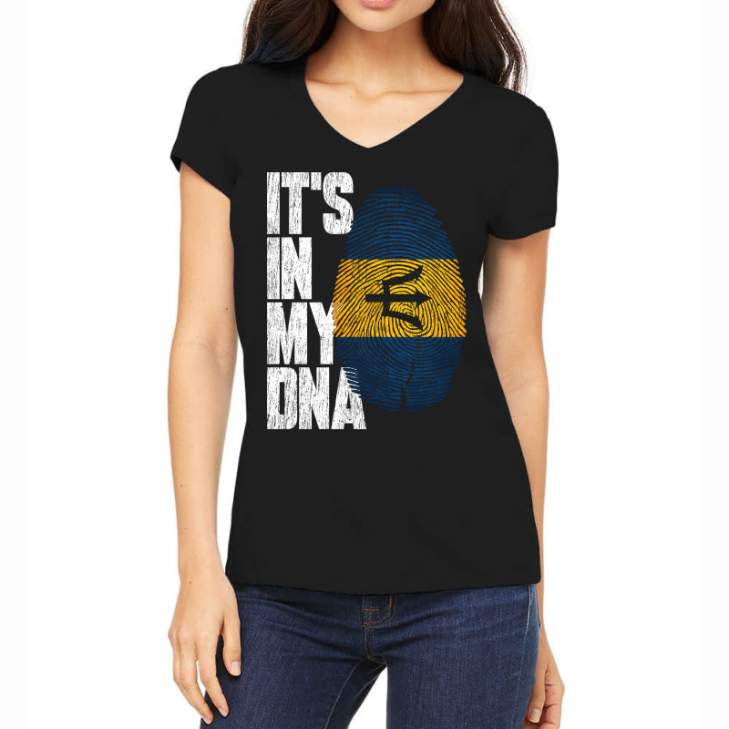 It's In My Dna Barbadian Proud Barbados Flag Women's V-Neck T-Shirt by moteestyle | Artistshot