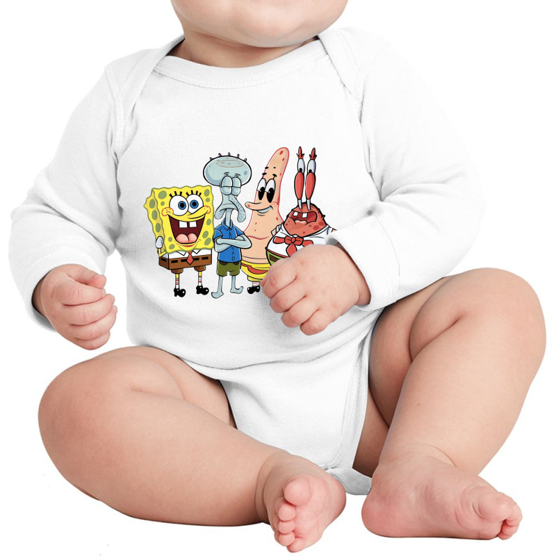 The Characters Are Spongebob, Patrick Star, Squidw Long Sleeve Baby Bodysuit by Sandy | Artistshot