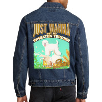 Soft Coated Wheaten Terrier T  Shirt Dog Owner, Just Wanna Pet My Soft Men Denim Jacket | Artistshot