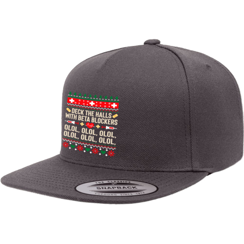 Deck The Halls With Beta Blockers Nurse Ugly Christmas Sweatshirt 5 panel snapback cap by DianneHenderson91 | Artistshot