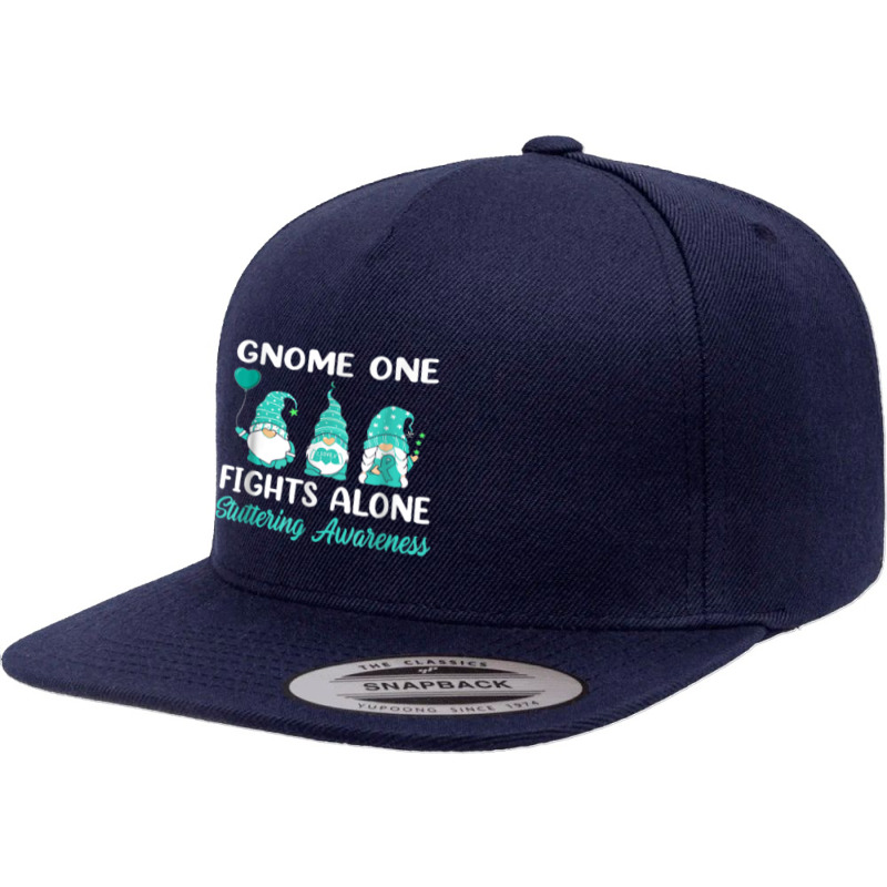 Gnome One Fight Alone Teal Ribbon Stuttering Awareness 5 panel snapback cap by NathanielDesign | Artistshot