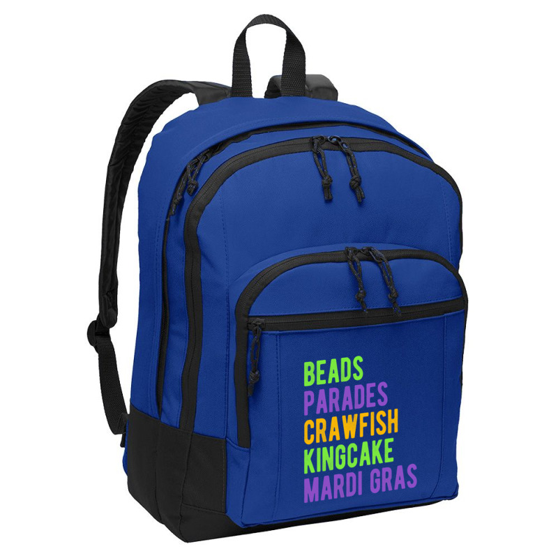 Beads, Parades, Crawfish, Kingcake, Mardi Gras Basic Backpack | Artistshot