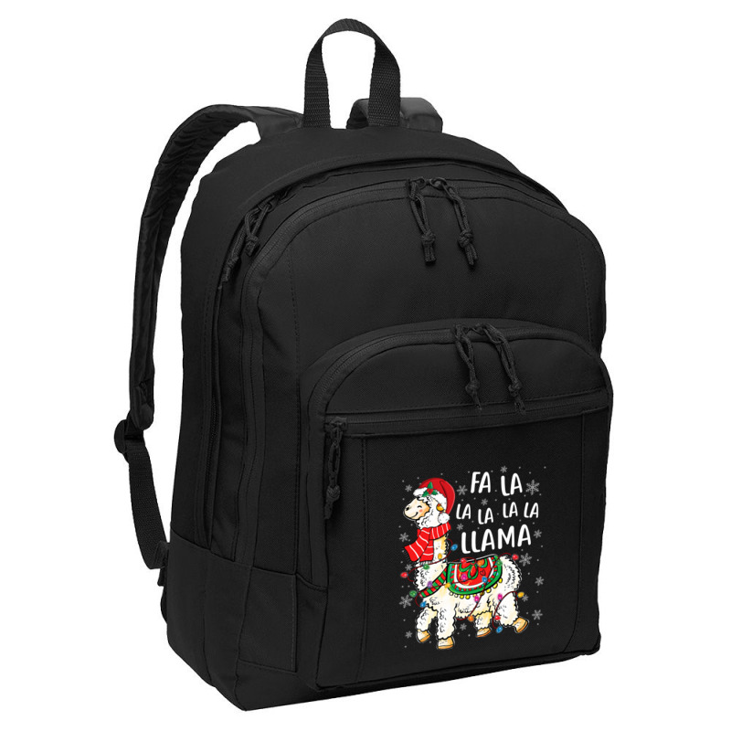 Fa La La Llama Christmas Funny Christmas Llama Xmas Lights 147 Basic Backpack | Artistshot