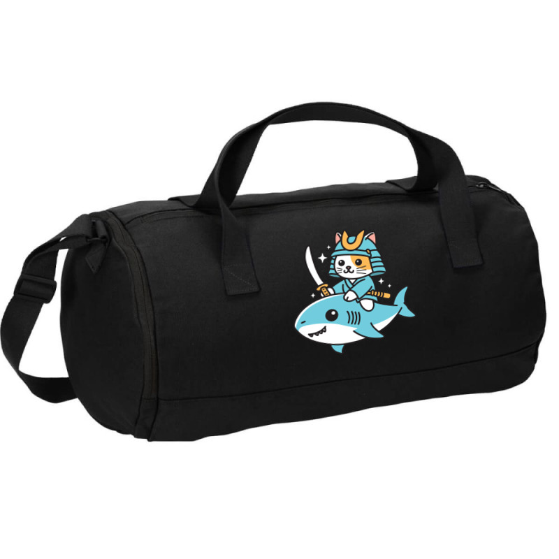 Ninja Cat Samurai Riding Shark Duffel Bag | Artistshot