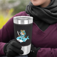 Ninja Cat Samurai Riding Shark Leatherette Tumbler | Artistshot