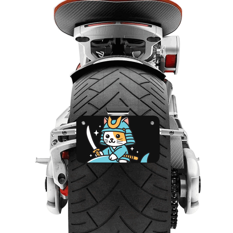 Ninja Cat Samurai Riding Shark Motorcycle License Plate | Artistshot