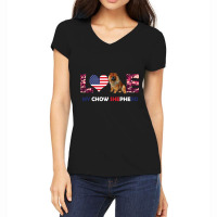 America Flag Love My Chow Shepherd Women's V-neck T-shirt | Artistshot