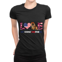 America Flag Love My Chow Shepherd Ladies Fitted T-shirt | Artistshot