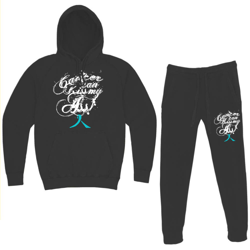 Ovarian Cancer T  Shirt Cancer Can Kiss My Ass! Ovarian ( Teal Ribbon) Hoodie & Jogger Set | Artistshot