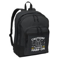 Musician Harpist Harp Player Caution! I Always Harp On T Shirt Basic Backpack | Artistshot