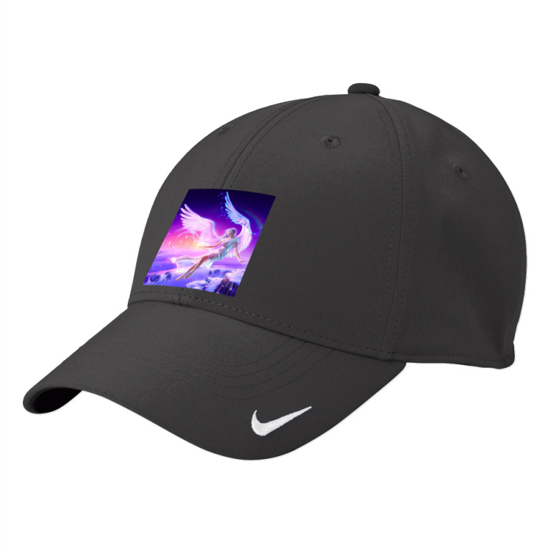 Girl Flying Angel Wings Lights Drawing Fantasy Nike Dri-FIT Cap by RamaArt | Artistshot