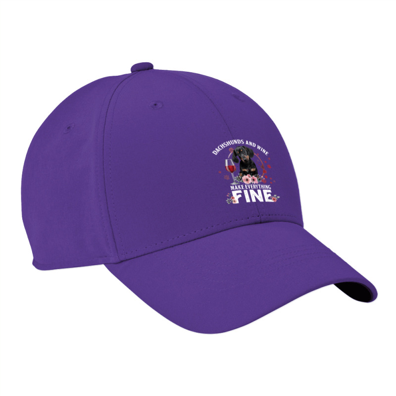 Dachshund Wiener Dog And Wine Make Everything Fine Drink Wine And Dog Nike Dri-fit Cap | Artistshot