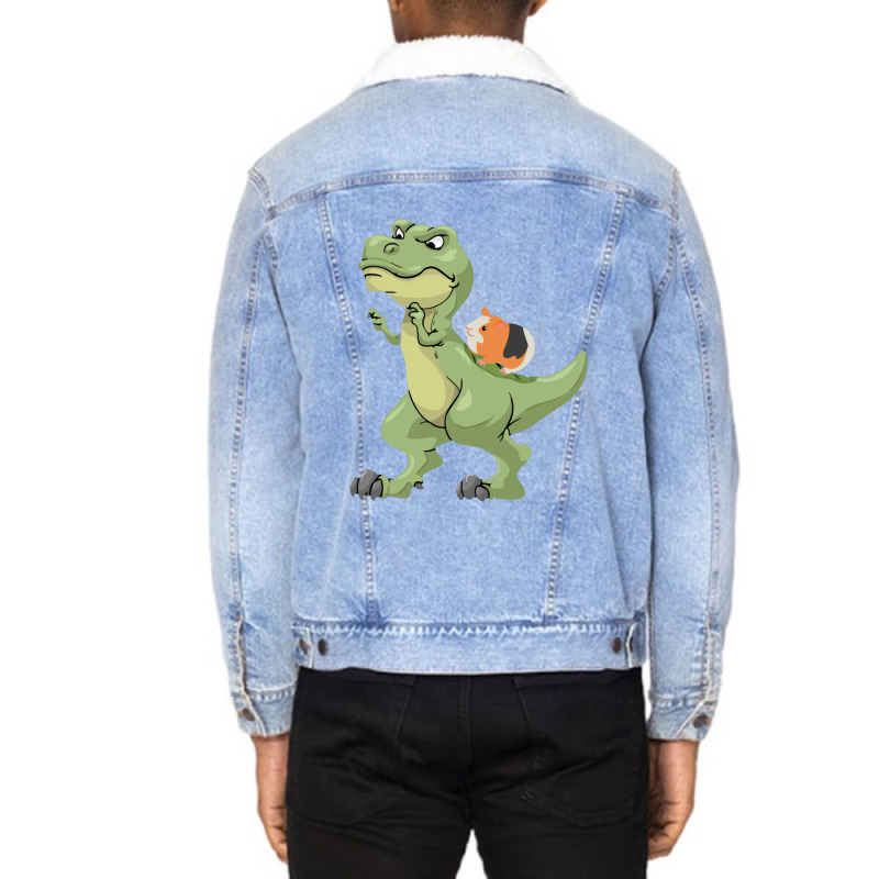 Funny Guinea Pig Dinosaur Lover   Dressedforduty Unisex Sherpa-lined Denim Jacket | Artistshot