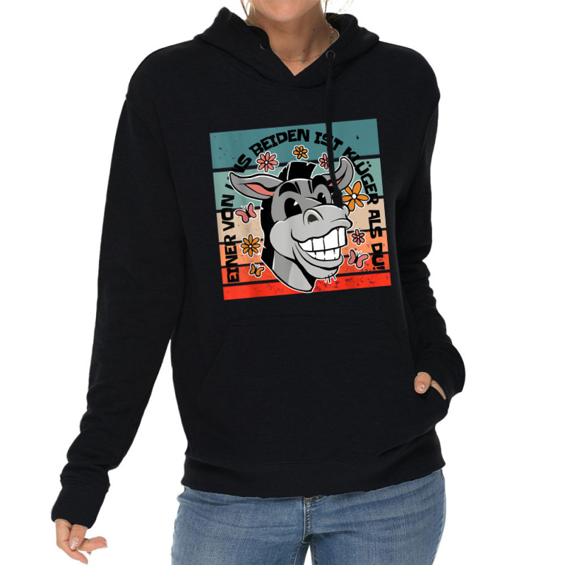 Donkey Humor Cheeky Sarcasm Funny Smiling Animal Lightweight Hoodie by Sandy | Artistshot