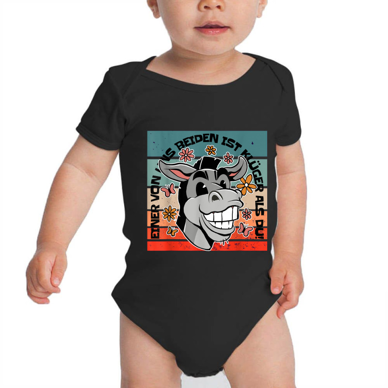 Donkey Humor Cheeky Sarcasm Funny Smiling Animal Baby Bodysuit by Sandy | Artistshot