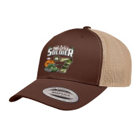 Kids 7 Year Old Soldier 7th Birthday Military Themed Camo Boys Retro Trucker Cap | Artistshot