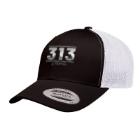 Detroit 313 Area Code Skyline Michigan Vintage Retro Trucker Cap | Artistshot