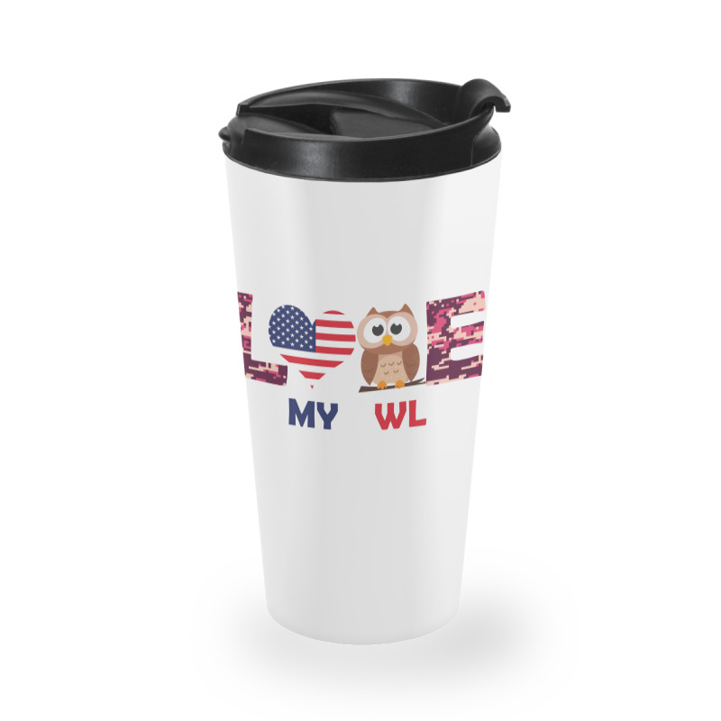 Patriotic American Flag Love My Owl Travel Mug | Artistshot