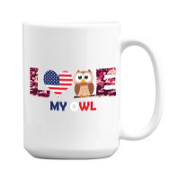 Patriotic American Flag Love My Owl 15 Oz Coffee Mug | Artistshot