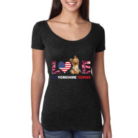 Patriotic American Flag Love My Yorkshire Terrier Women's Triblend Scoop T-shirt | Artistshot