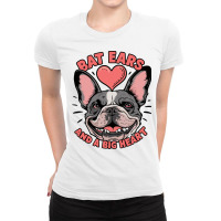 Bat Ears And A Big Heart Ladies Fitted T-shirt | Artistshot