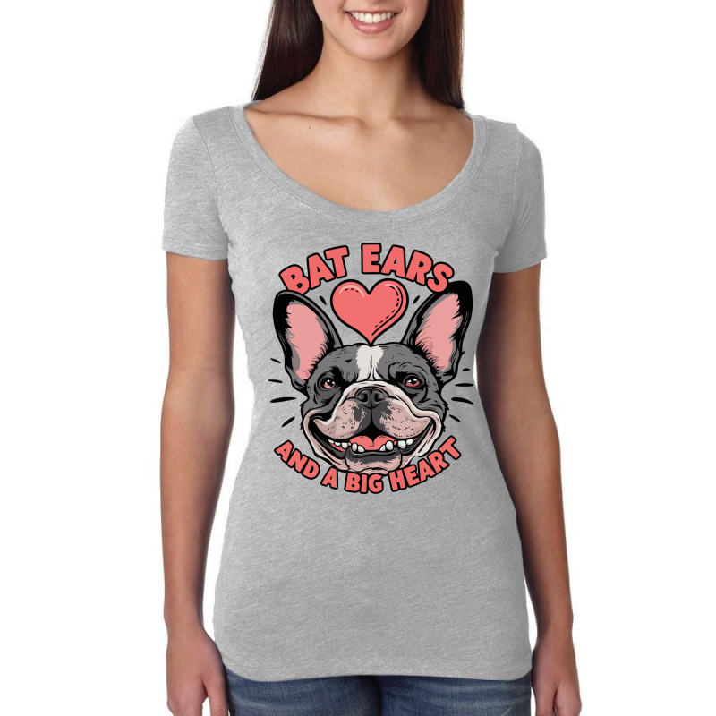 Bat Ears And A Big Heart Women's Triblend Scoop T-shirt by edsonart | Artistshot