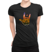 Rock Hand Sunflower Ladies Fitted T-shirt | Artistshot