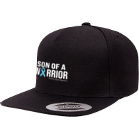 Family Prostate Cancer Awareness Light Blue Son Of A Warrior 5 Panel Snapback Cap | Artistshot