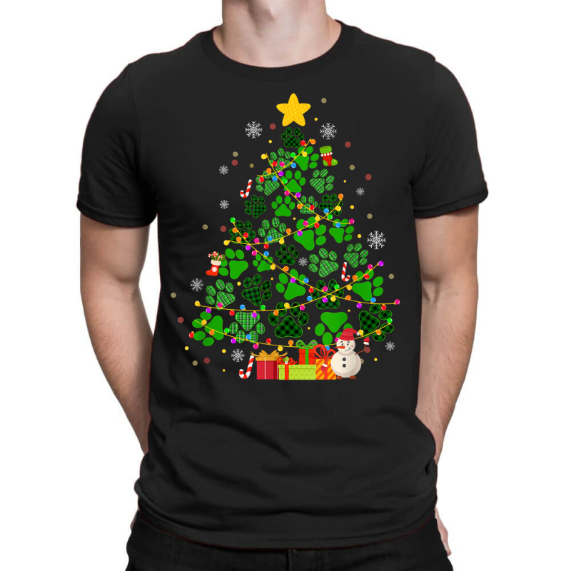 Dog Cat Paws Christmas Tree T-Shirt by Rebecca Mitchell | Artistshot