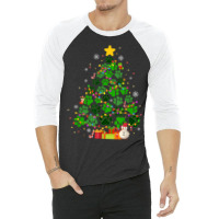 Dog Cat Paws Christmas Tree 3/4 Sleeve Shirt | Artistshot