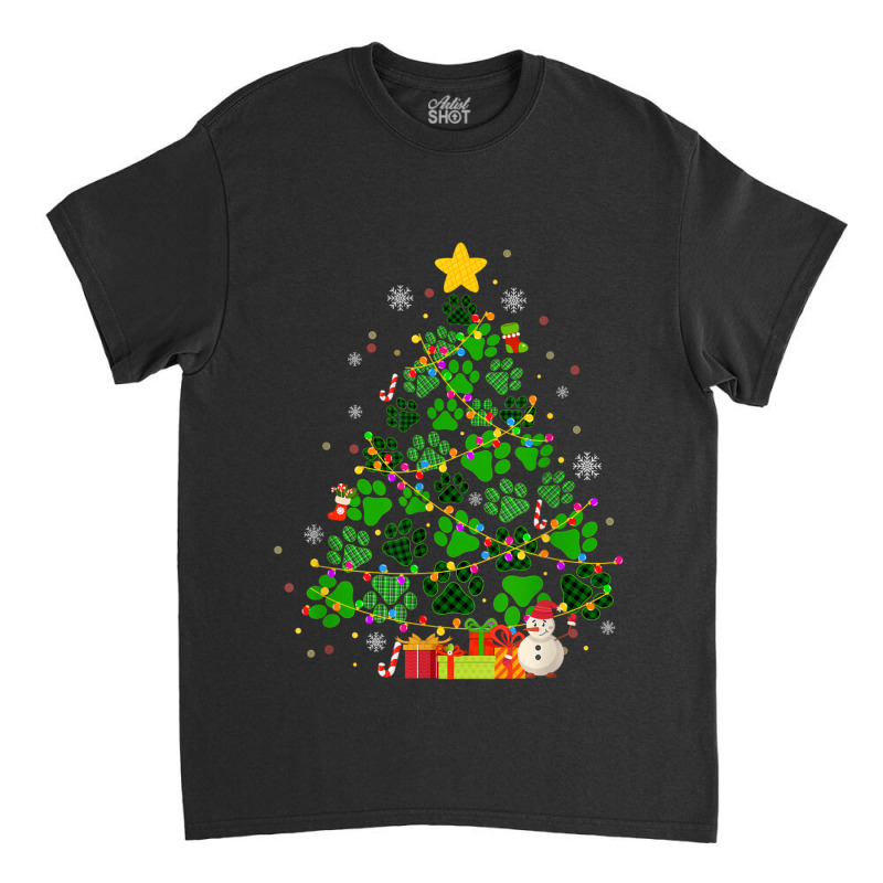 Dog Cat Paws Christmas Tree Classic T-shirt by Rebecca Mitchell | Artistshot