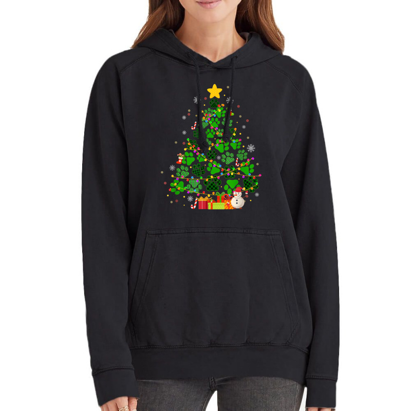 Dog Cat Paws Christmas Tree Vintage Hoodie by Rebecca Mitchell | Artistshot