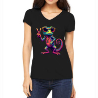 Groovy Peace Chameleon Women's V-neck T-shirt | Artistshot