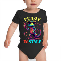 Peace Is Always In Style, Funny Vintage Chameleon Baby Bodysuit | Artistshot