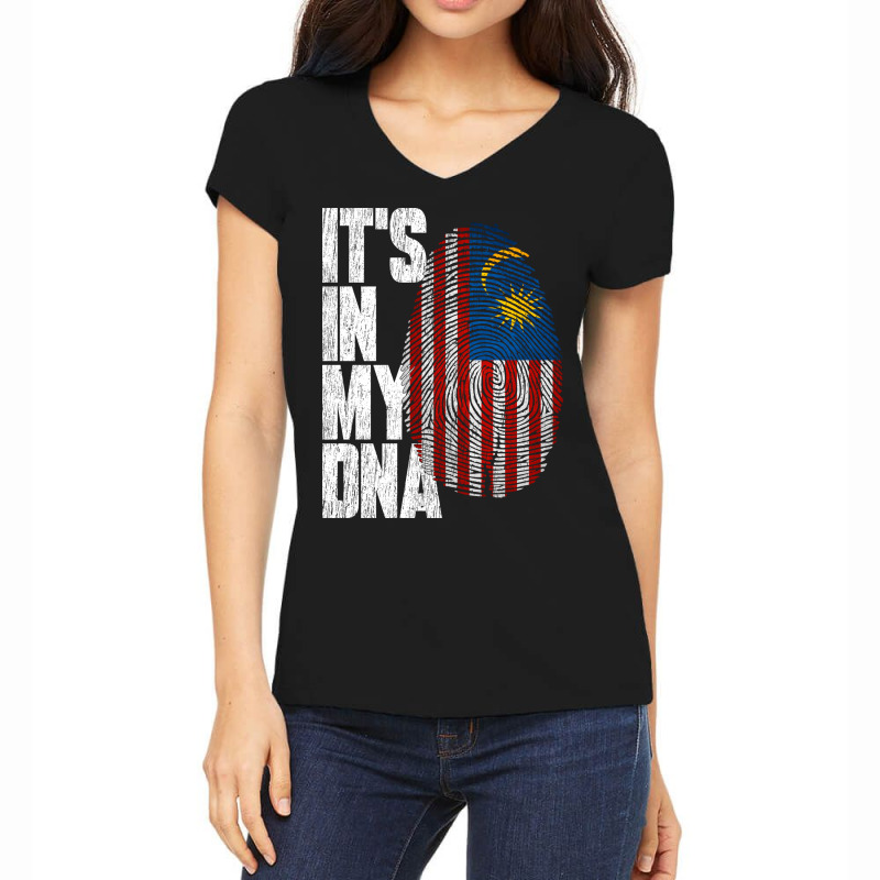 It's In My Dna Malaysian Proud Malaysia Flag Women's V-Neck T-Shirt by moteestyle | Artistshot