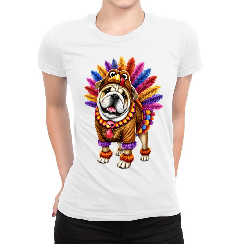 Bulldog Turkey 2 Ladies Fitted T-Shirt by Rebecca Mitchell | Artistshot