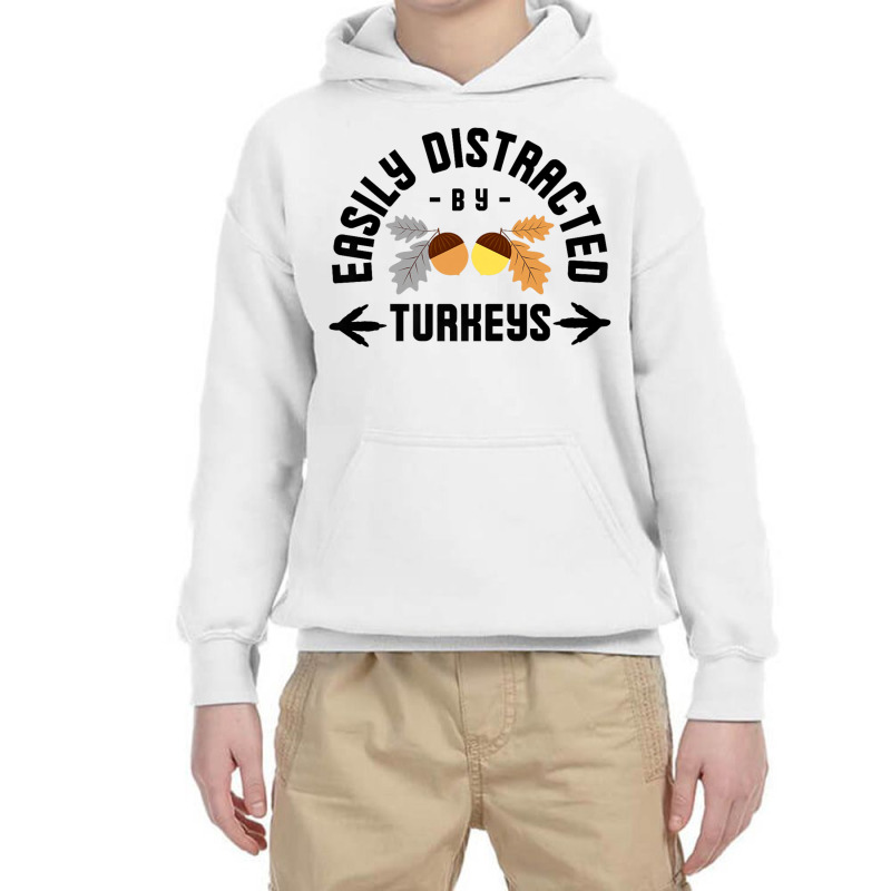 Easily Distracted By Turkeys Youth Hoodie by Rebecca Mitchell | Artistshot