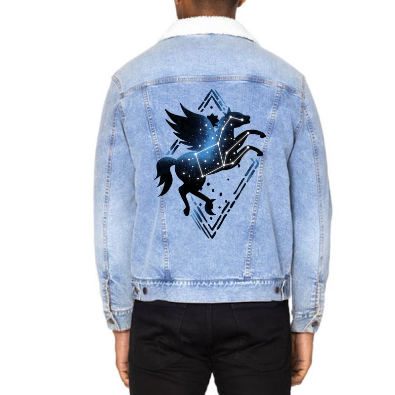 Animal Zodiac - Pegasus Mythical Creature Unisex Sherpa-lined Denim Jacket | Artistshot