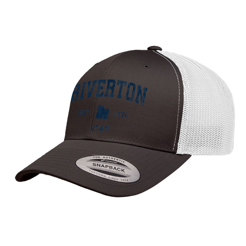 Riverton Utah Ut Vintage Athletic Navy Sports Design Retro Trucker Cap by Scout | Artistshot