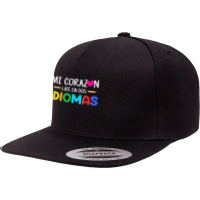 Mi Corazon Late En Dos Idiomas, Bilingual Spanish Teacher T Shirt 5 Panel Snapback Cap | Artistshot