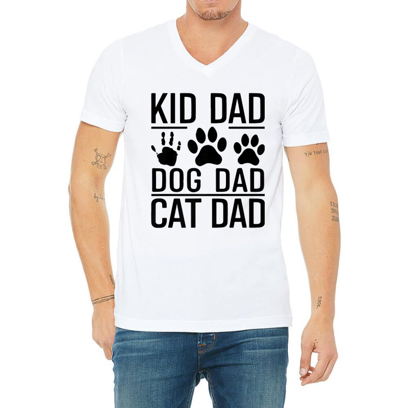 Funny Kid Dog Cat Dad V-Neck Tee by Kasey | Artistshot