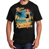 Retro Radiance Beach Art With Palm Trees Basic T-shirt | Artistshot