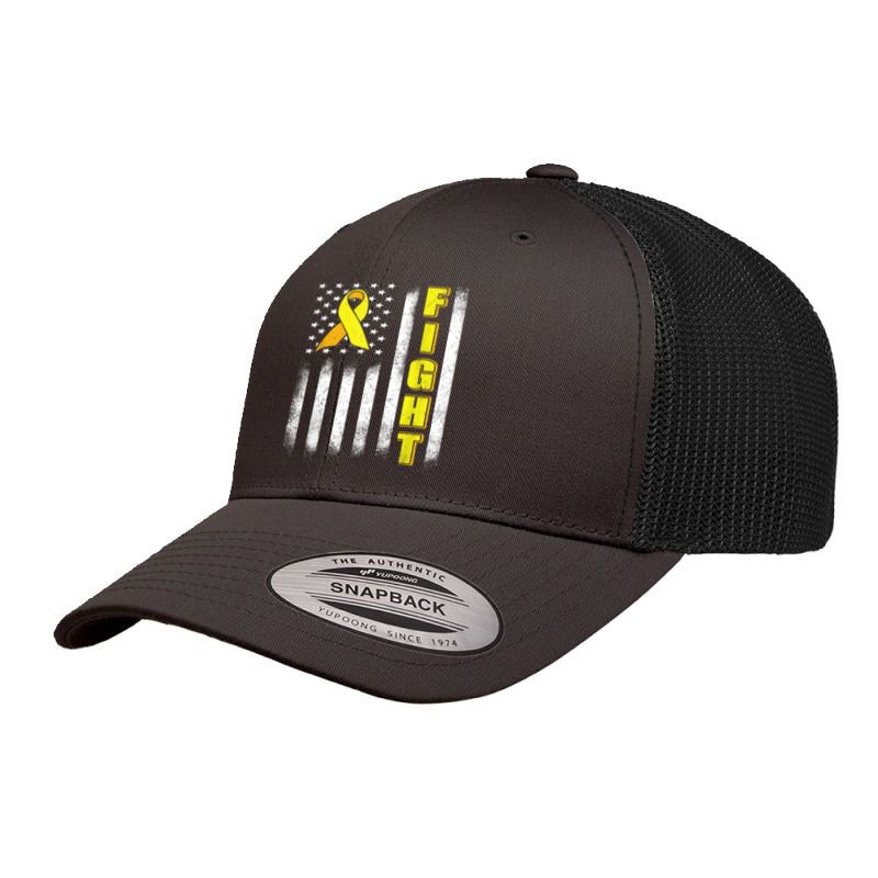 Bone Cancer Fight Sarcoma Cancer Awareness American Flag Retro Trucker Cap by Dapper | Artistshot